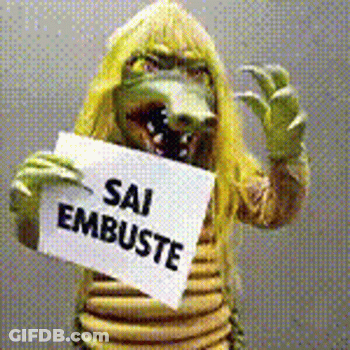Person In Crocodile Costume Holding Sign Sai Embuste GIF
