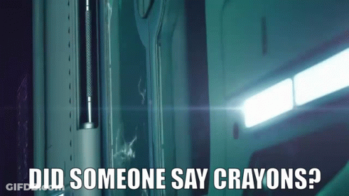 Person In Dark Room Asking Did Someone Say Crayons GIF