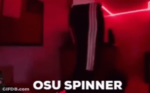 Person In Dark Room With Red Lights And Osu Spinner GIF