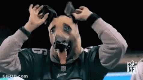 Person In Dog Mask And Eagles Jersey GIF