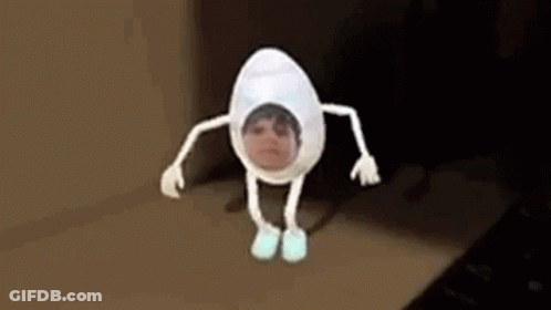 Person In Egg Costume With Face GIF