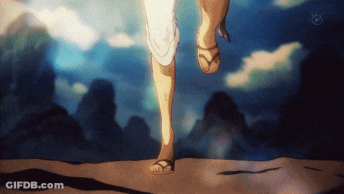 Person In Flip Flops Running In Cartoon Scene GIF