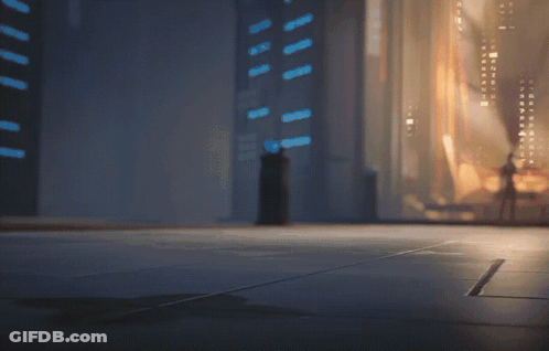 Person In Front Of Building With Lights GIF
