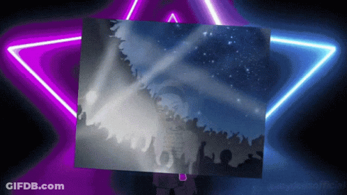 Person In Front Of Purple And Blue Star GIF