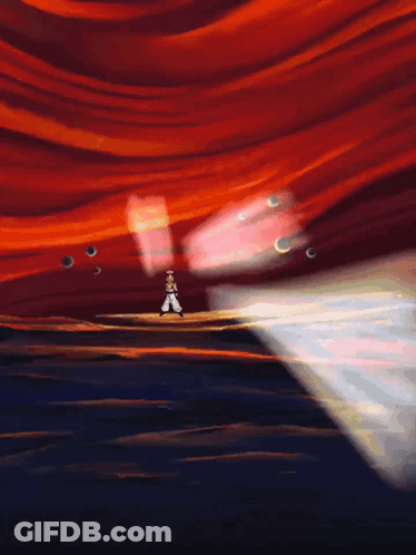 Person In Front Of Red And Blue Background GIF