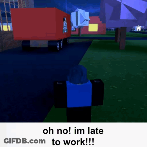 Person In Front Of Red Truck Saying Oh No I'm Late To Work GIF