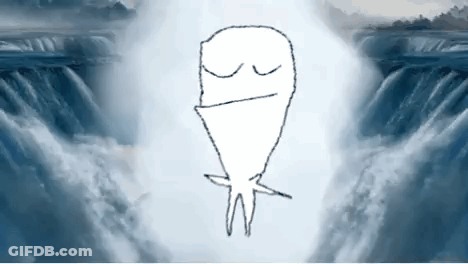 Person In Front Of Waterfall Eyes Closed GIF