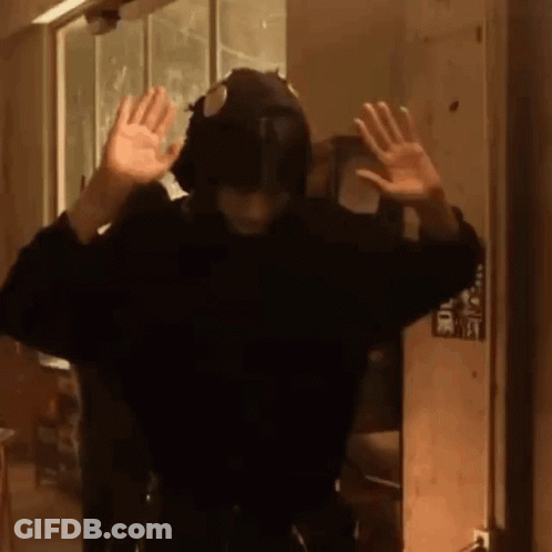 Person In Gas Mask Making Funny Face GIF