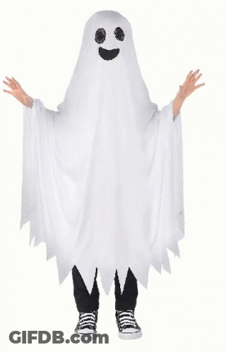 Person In Ghost Costume With Black Eyes GIF