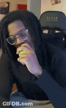 Person In Glasses And Black Hoodie With Resar GIF