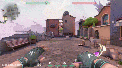 Person In Gloves Playing Video Game With 100 GIF