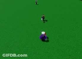 Person In Green Field With Purple Object GIF