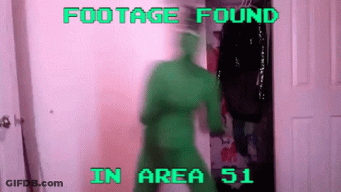 Person In Green Suit Footage Found In Area 51 GIF