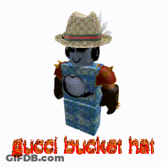 Person In Gucci Bucket Hat With Feather GIF