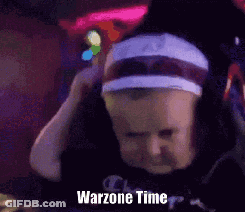 Person In Headband And Hat Playing Warzone Time GIF