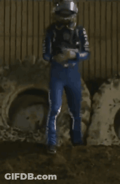 Person In Helmet And Blue Jumpsuit GIF