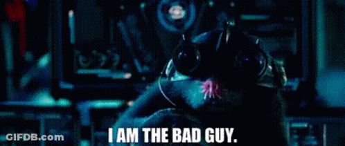 Person In Helmet And Headphones Saying I Am The Bad Guy GIF