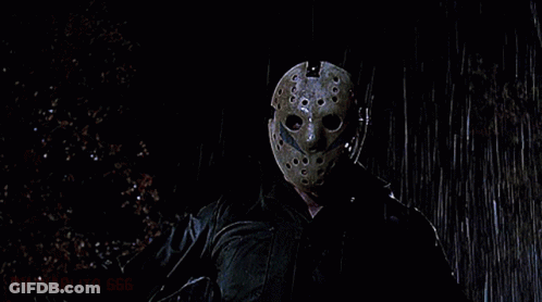 Person In Hockey Mask Holding Knife GIF