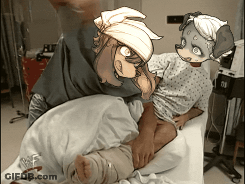 Person In Hospital Bed With Wrestlemania Logo GIF