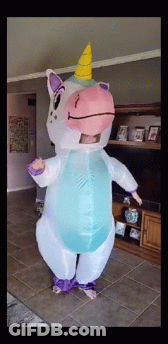 Person In Inflatable Unicorn Costume GIF