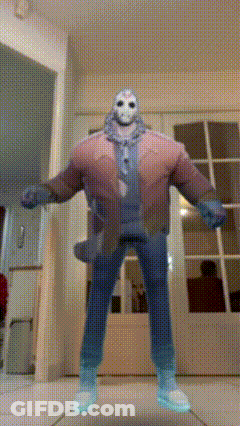 Person In Jason Voorhees Costume At Door GIF