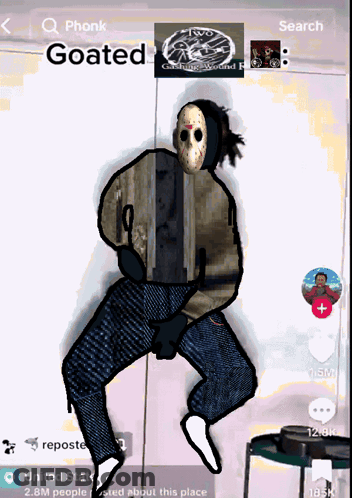 Person In Jason Voorhees Mask On Phone GIF