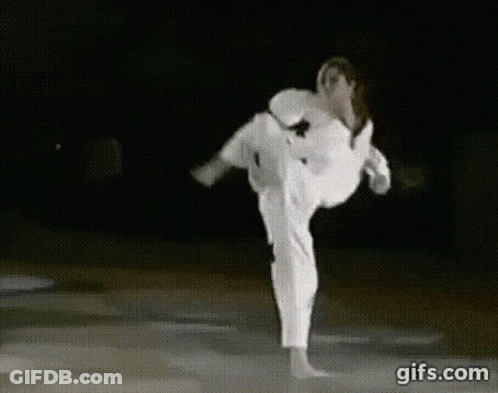 Person In Karate Uniform Kicking Ball GIF