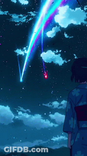 Person In Kimono Looking At Shooting Star GIF