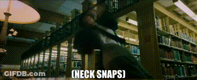 Person In Library Neck Snaps GIF