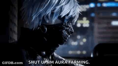 Person In Mask Saying Shut Up Im Aura Farming GIF