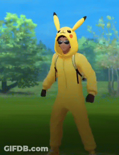 Person In Pikachu Costume And Sunglasses GIF