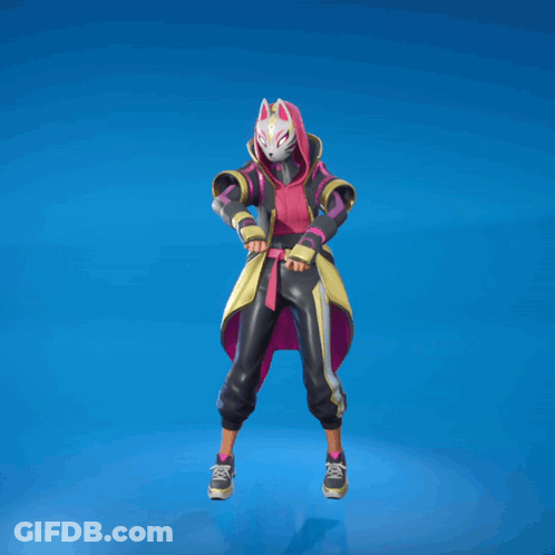 Person In Pink And Yellow Outfit With Fox Mask GIF
