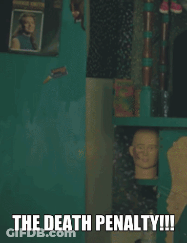 Person In Pink Mask And White Shirt Saying The Death Penalty GIF