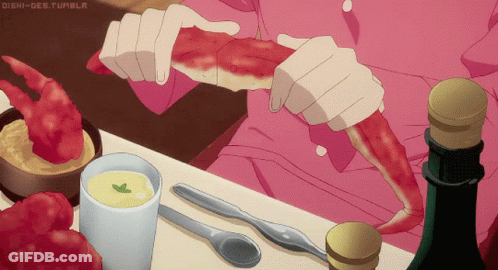 Person In Pink Shirt Holding Red Meat GIF