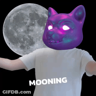 Person In Purple Cat Mask With Glowing Eyes Mooning GIF