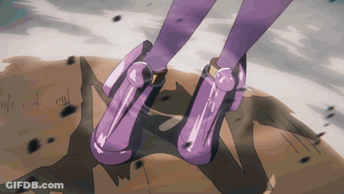 Person In Purple High Heels Standing On Rock GIF