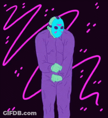 Person In Purple Jumpsuit With Mask GIF