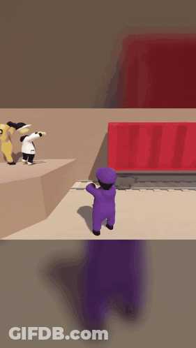 Person In Purple Outfit By Red Box GIF