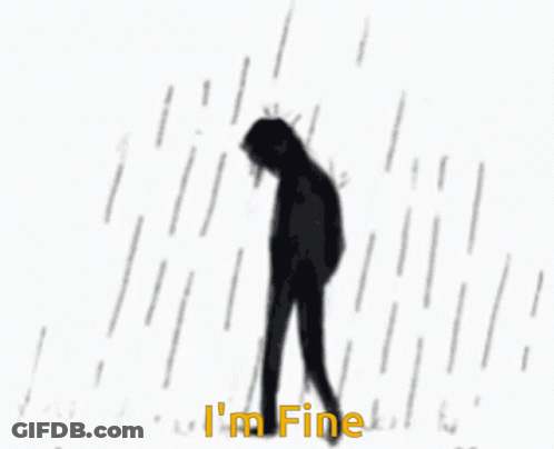 Person In Rain Saying Im Fine GIF