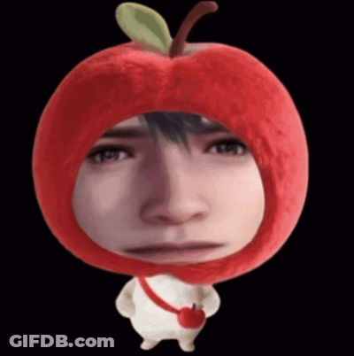 Person In Red Apple Costume Sad Face GIF