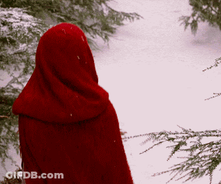 Person In Red Cape Standing In Snow GIF