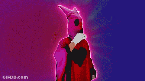 Person In Red Cape With Heart And Horned Hat GIF