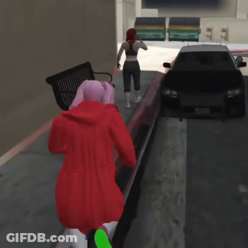 Person In Red Coat Walking GIF