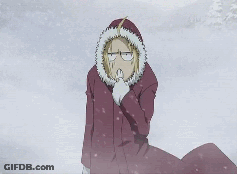 Person In Red Coat With White Hood GIF