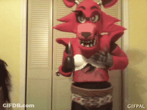 Person In Red Foxy Costume GIF