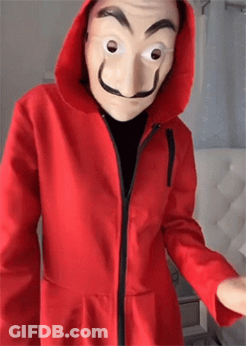 Person In Red Hoodie And Mask GIF