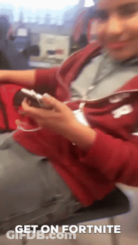 Person In Red Hoodie Playing Fortnite GIF