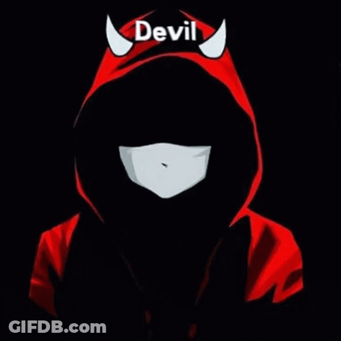 Person In Red Hoodie With Horns GIF
