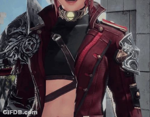 Person In Red Jacket And Black Top GIF