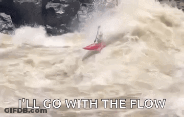 Person In Red Kayak Going With The Flow GIF
